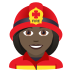 👩🏿‍🚒 woman firefighter: dark skin tone display on JoyPixels